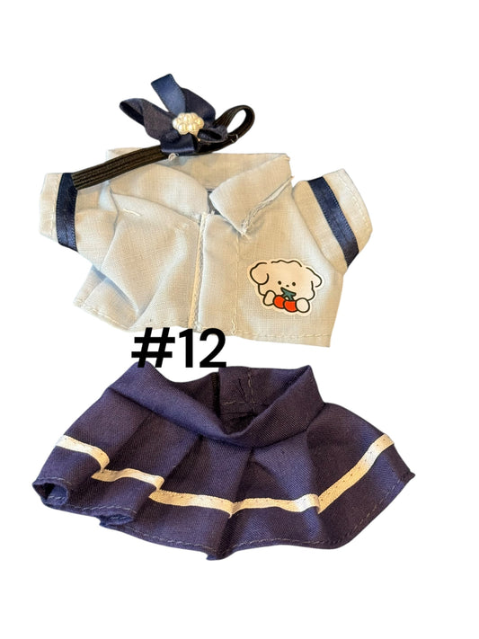 Doll Clothes fits Labu #012 School Uniform with Shirt and Skirt and Headband