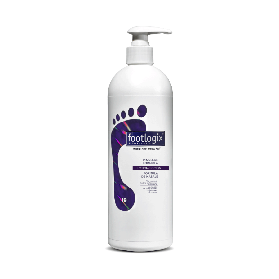 Footlogix massage lotion bottle on a white background
