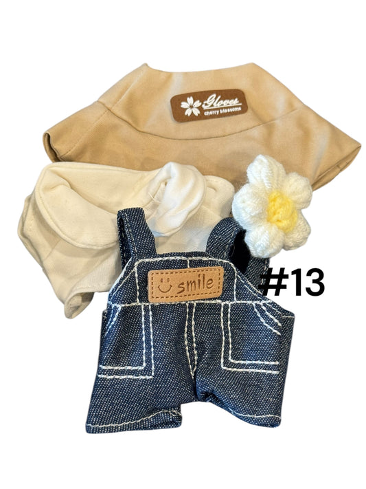 Doll Clothes fits Labu #013 Shirt with Overalls with Hat + Daisy Pin