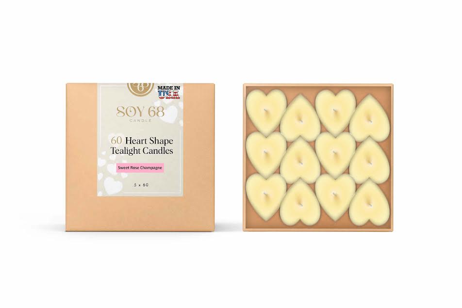 Soy 68 Heart Shaped Tealight Moisturizer Candle (60 ct. box)