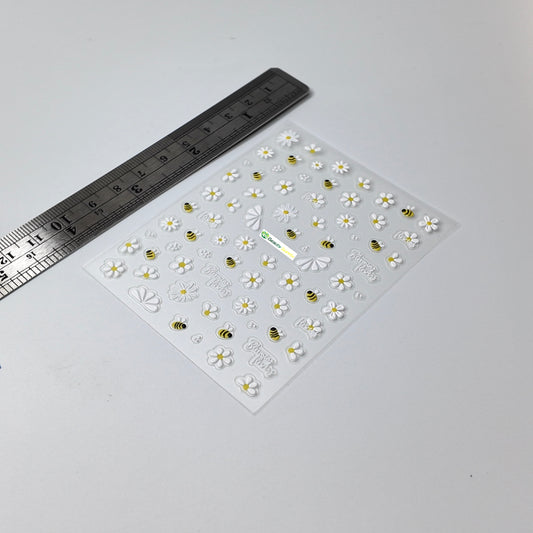 Bumble Bee and Flowers Sticker Decal