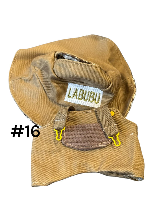 Doll Clothes fits Labu #016 Brown Overalls with Hat