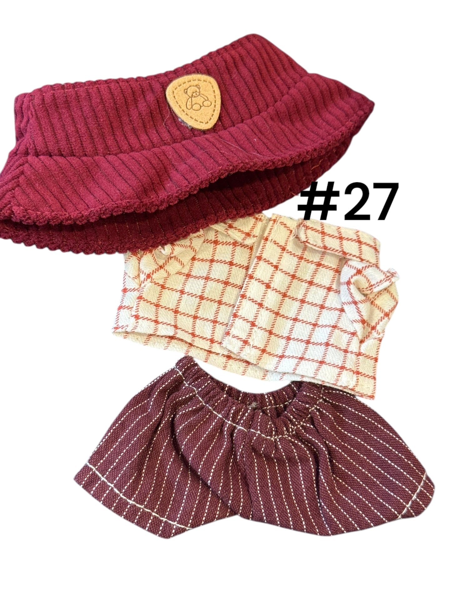 Doll Clothes fits Labu #027 Maroon Outfit with Hat