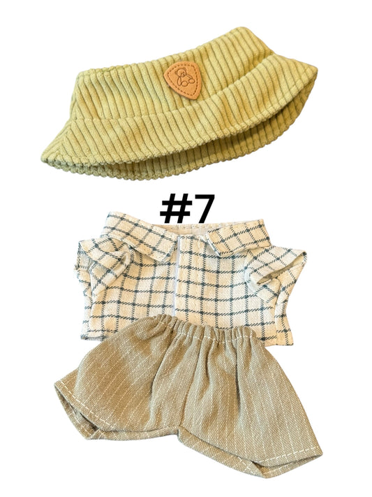 Doll Clothes fits Labu #007 Button-up Shirt with Shorts and Hat