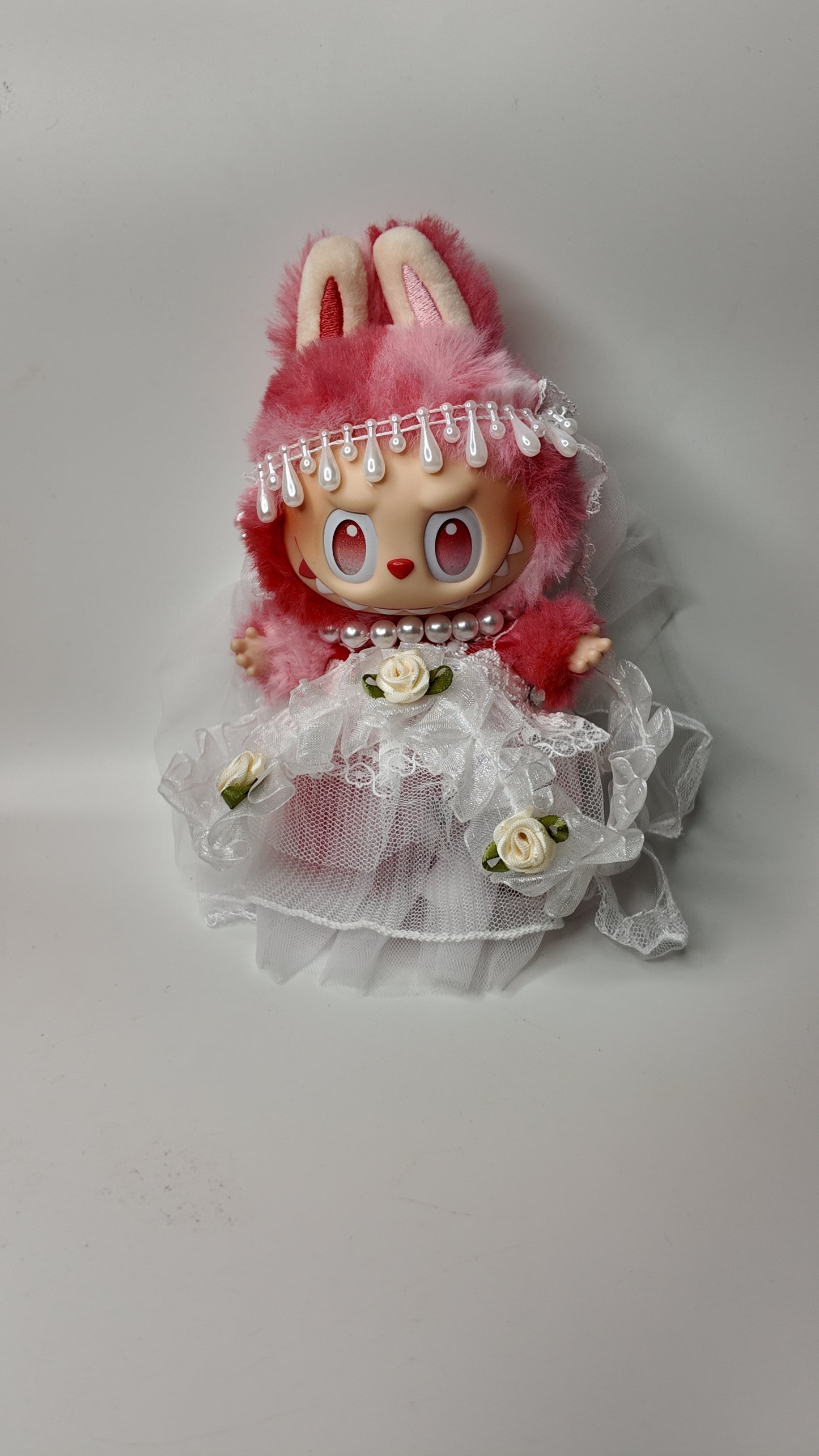 Doll Clothes fits Labu #110 White Bridal Dress with necklace + veil