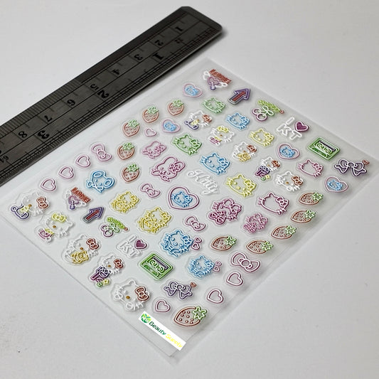 Colorful Hello Kitty Outline Sticker Decal