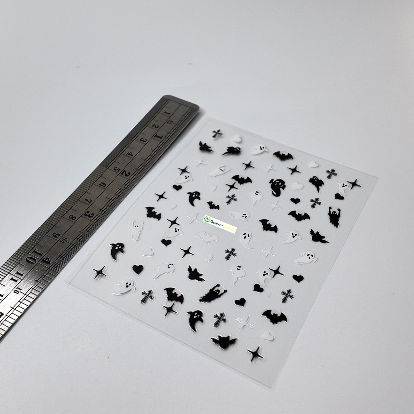 Black and White Ghost and Bat Sticker Decal