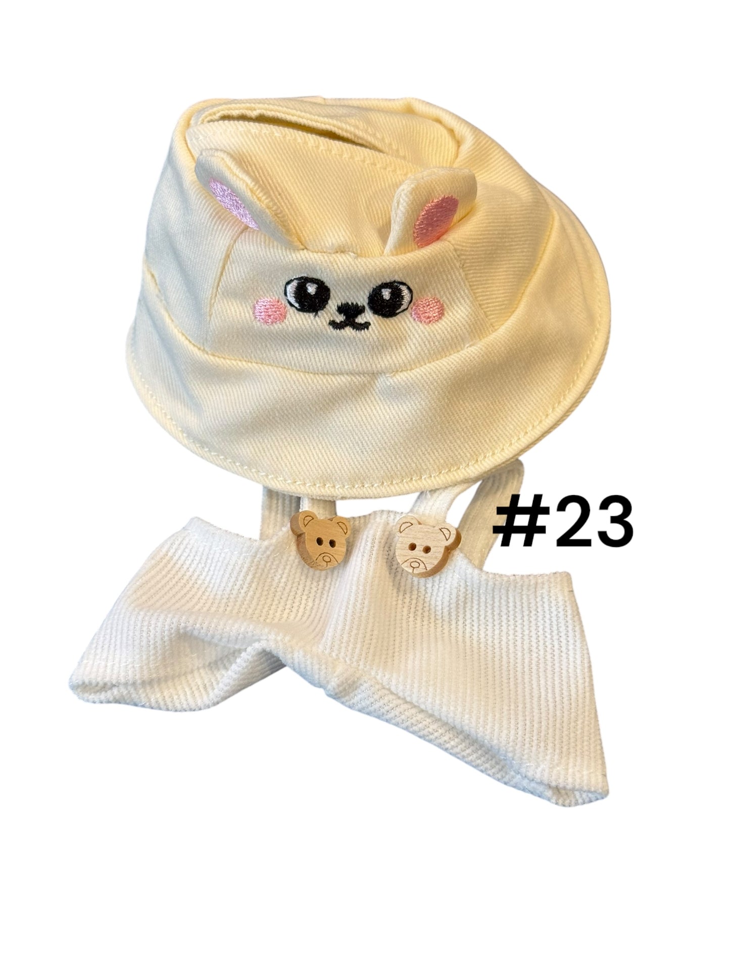 Doll Clothes fits Labu #023 White Overalls with Hat