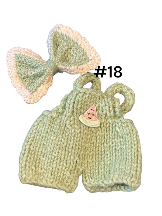 Doll Clothes fits Labu #018 Green Overalls with Bow