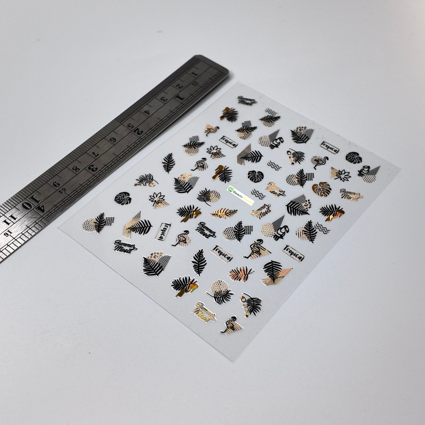 Gold and Black Leaves and Flamingos Sticker Decal