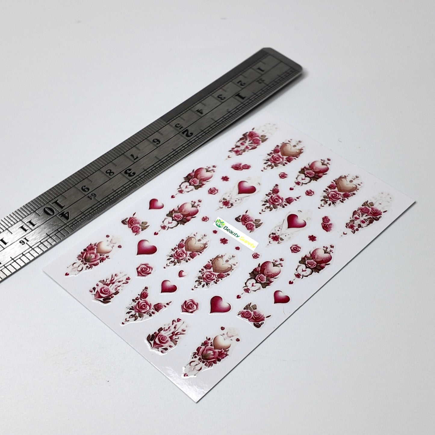 Pink Hearts and Roses Sticker Decal