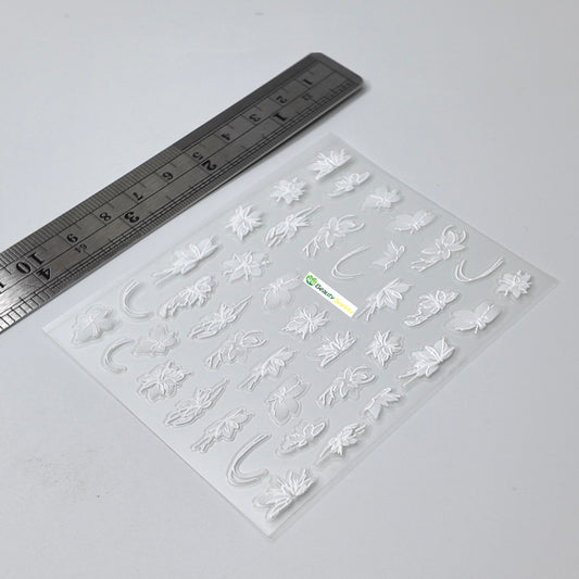 White Textured Flower Sticker Decal