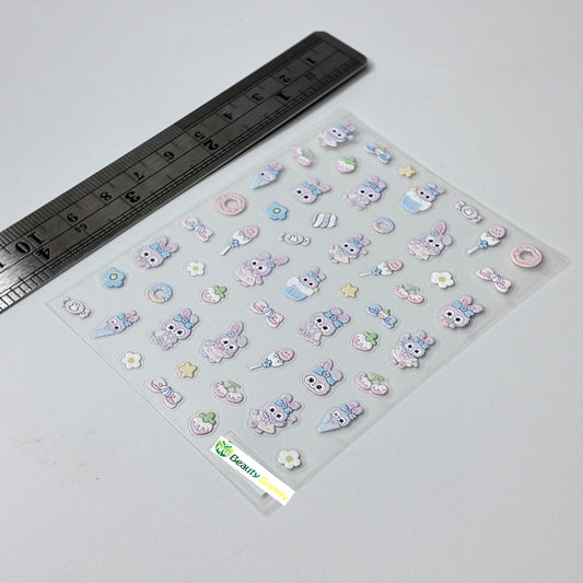 Lavender and Blue Cute Bunny and Candy Sticker Decal