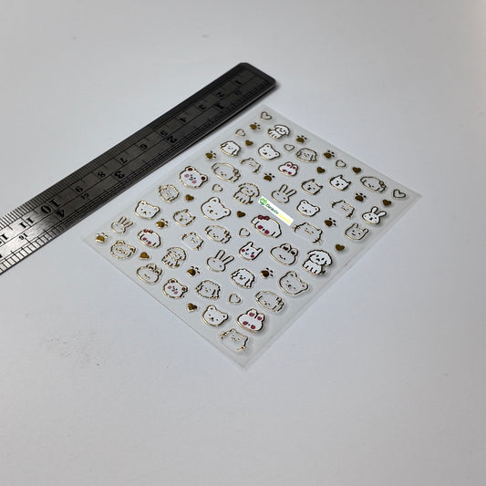 White and Gold Bear and Dog Sticker Decal