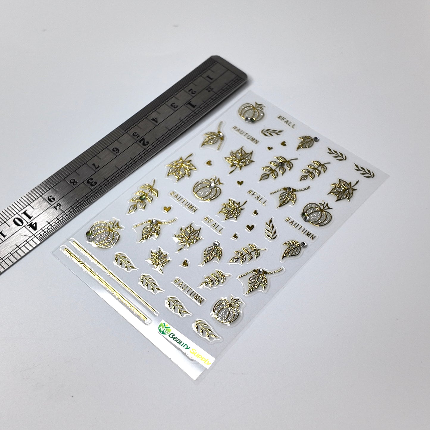 Gold Pumpkins and Leaves Sticker Decal