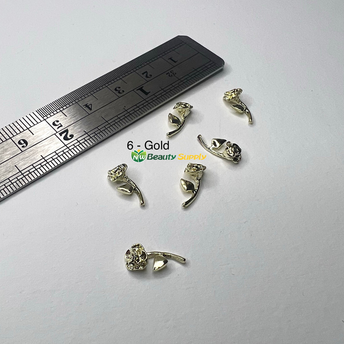 3D Metal Flower Charms - 6 Ct
