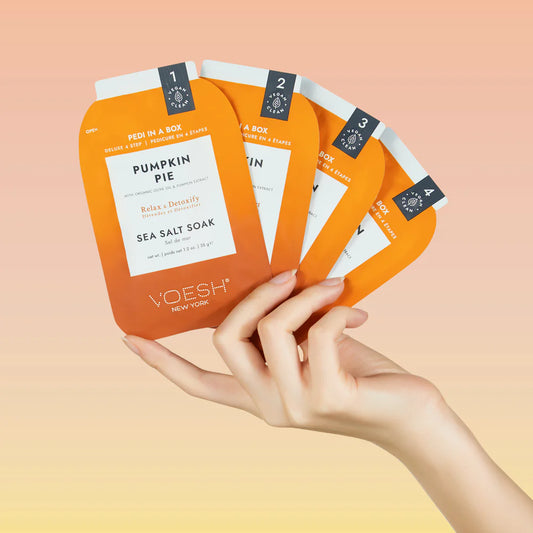 Voesh Pedi in a Box Deluxe 4 Step - Pumpkin Pie 50/case *Limited Edition*