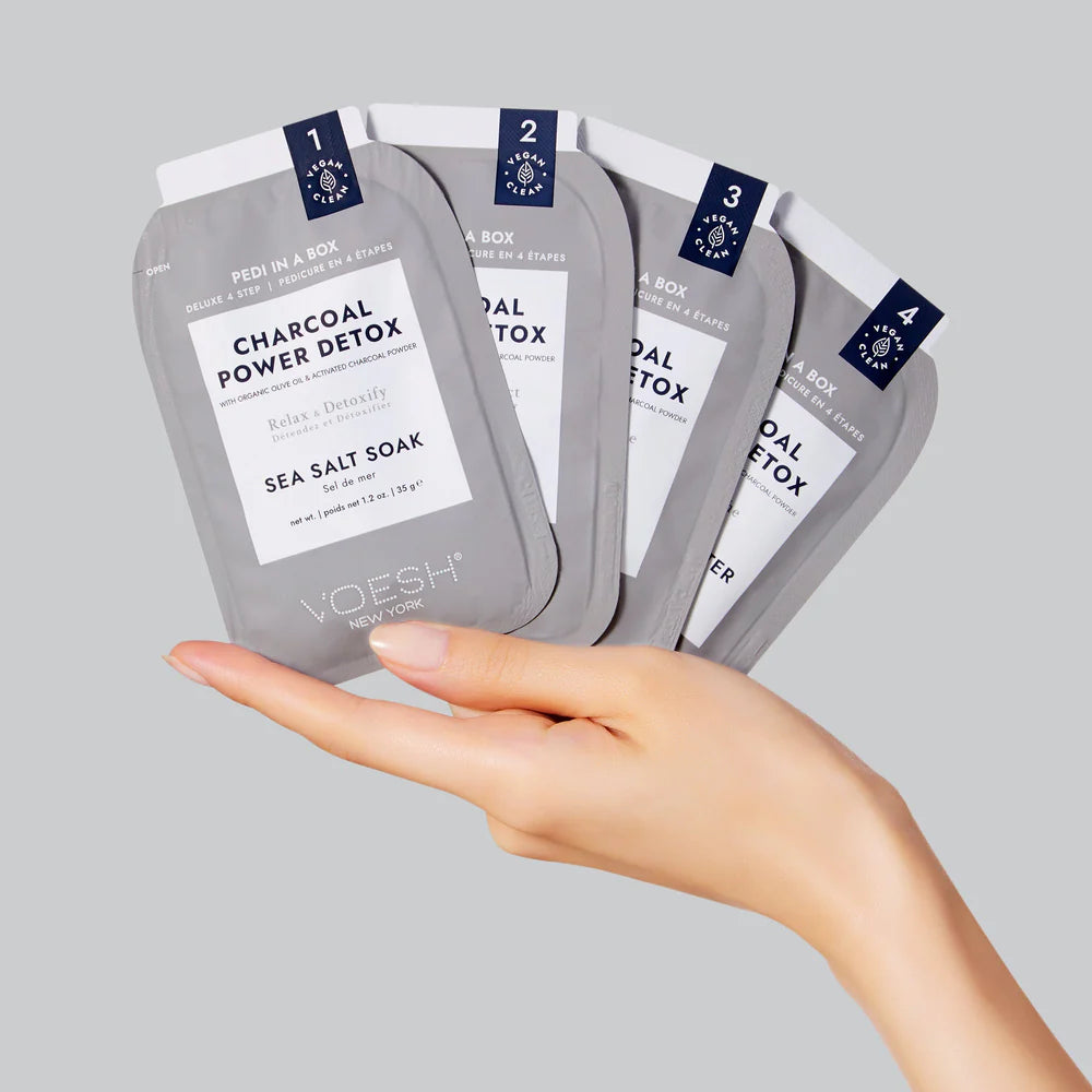 Voesh Pedi in a Box Deluxe 4 Step - Charcoal Power Detox 50/case