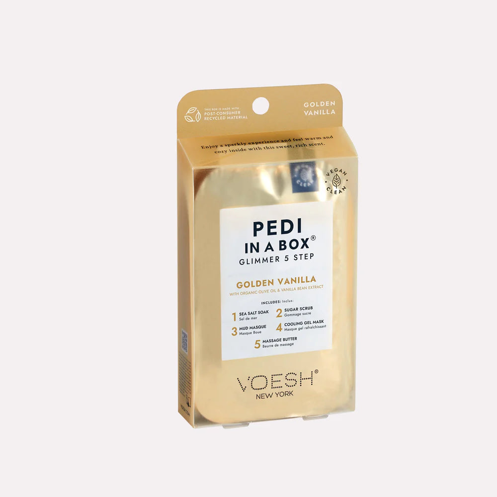 Voesh 5 Step Pedi in a Box Glimmer - Golden Vanilla 50/case