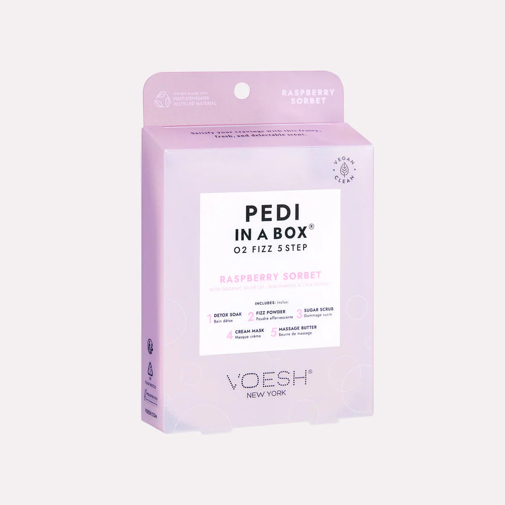 Voesh Pedi in a Box O2 Fizz 5 Step - Raspberry Sorbet 50/case