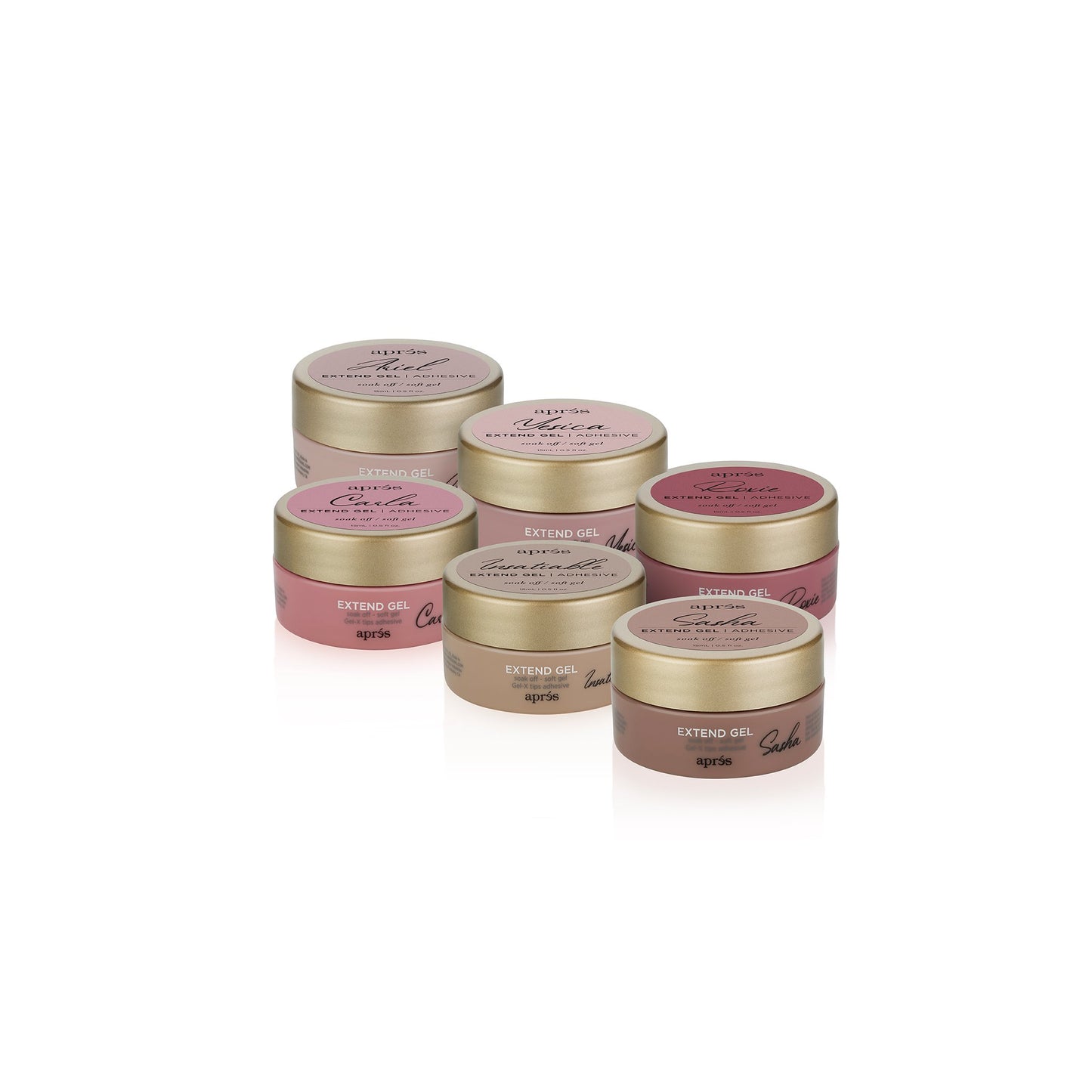 Apres Color Extend Gel in (Jar set of 6) 15ml ea.