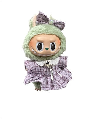 Doll Clothes fits Labu #040 Purple Tweed Dress w Bow