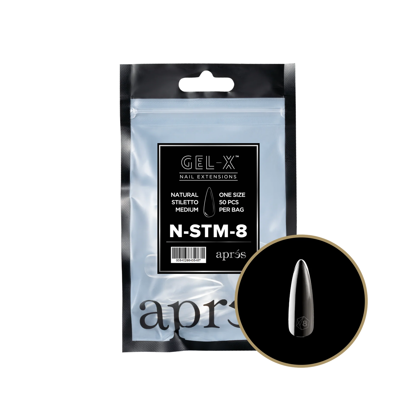 APRES Gel-X Natural Stiletto Medium Refill