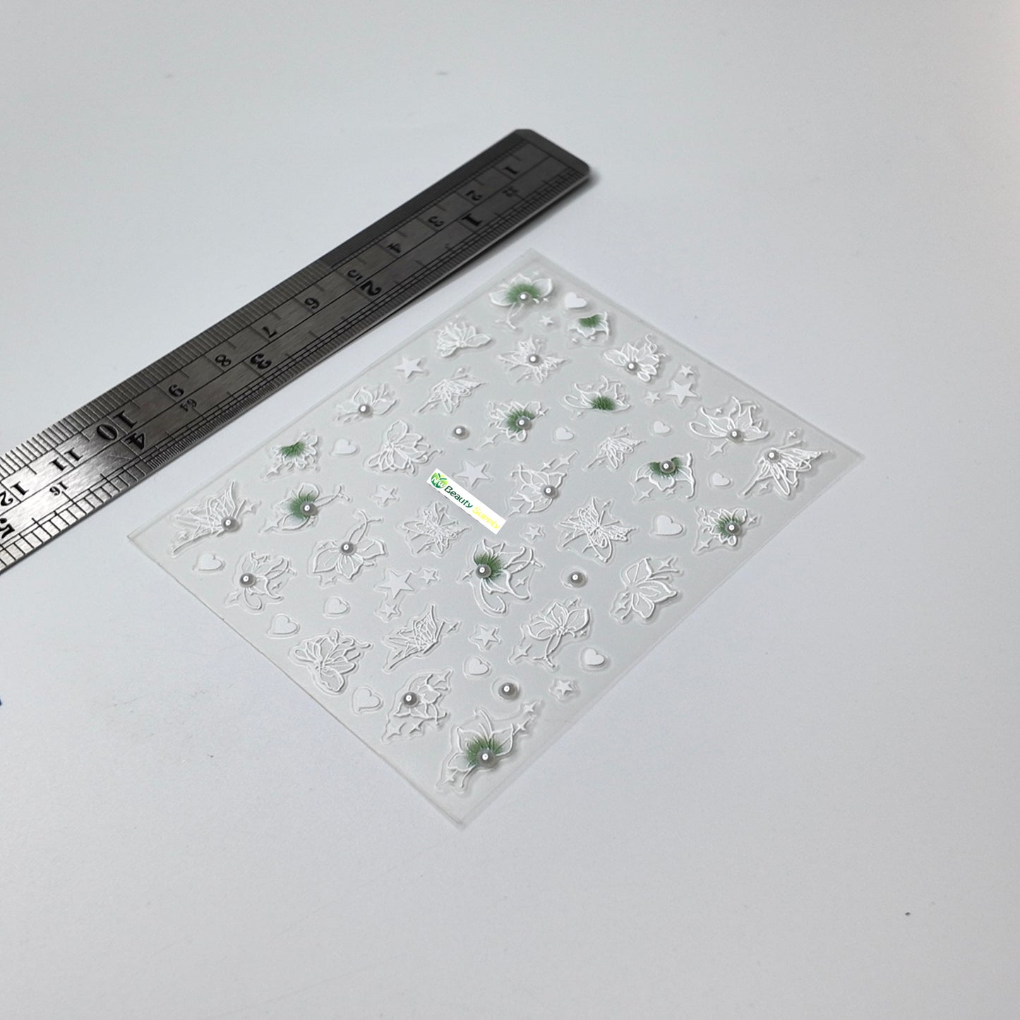 White and Green Butterfly Sticker Decal