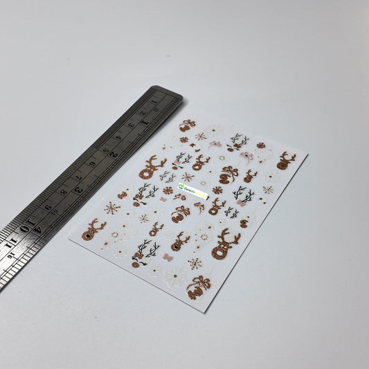 Gold Sparkly Deer and Winter Sticker Decal