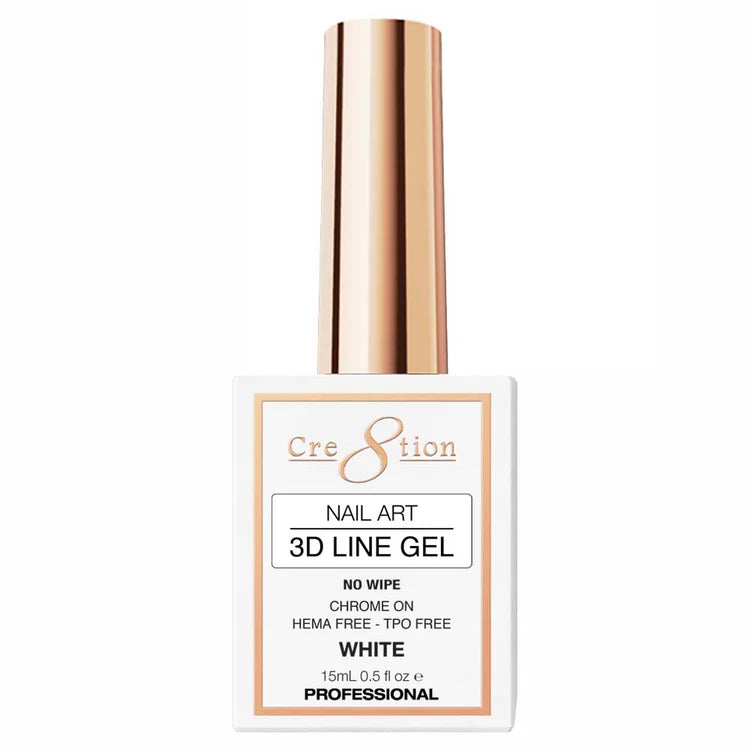 Cre8tion Nail Art 3D Line Gel 0.5oz White
