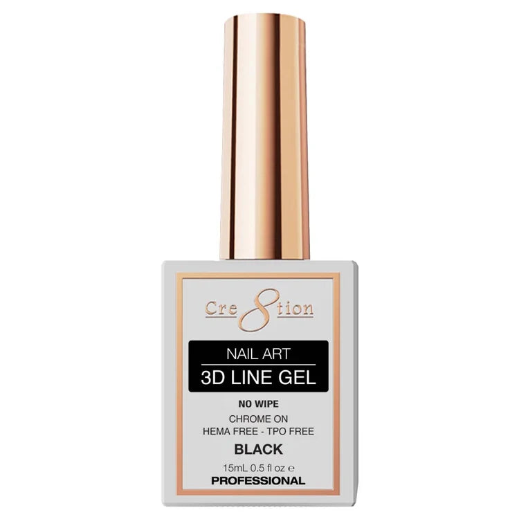 Cre8tion Nail Art 3D Line Gel 0.5oz Black