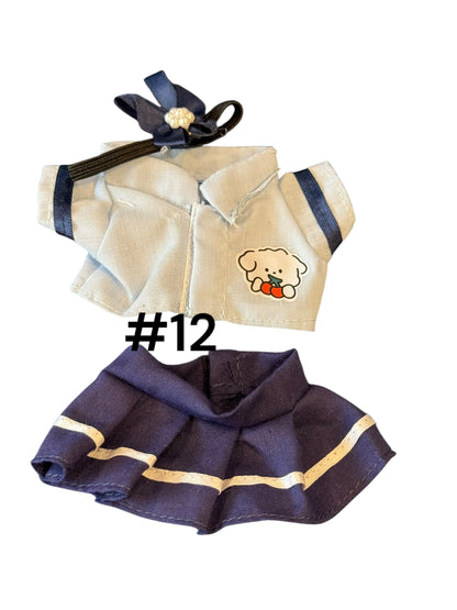 Doll Clothes fits Labu  #012 School Uniform with Shirt and Skirt and Headband