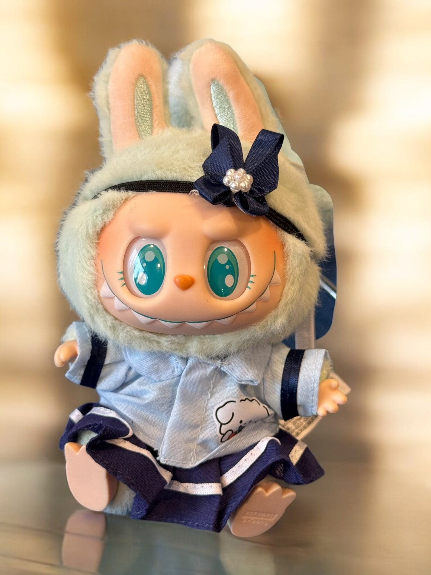 Doll Clothes fits Labu  #012 School Uniform with Shirt and Skirt and Headband