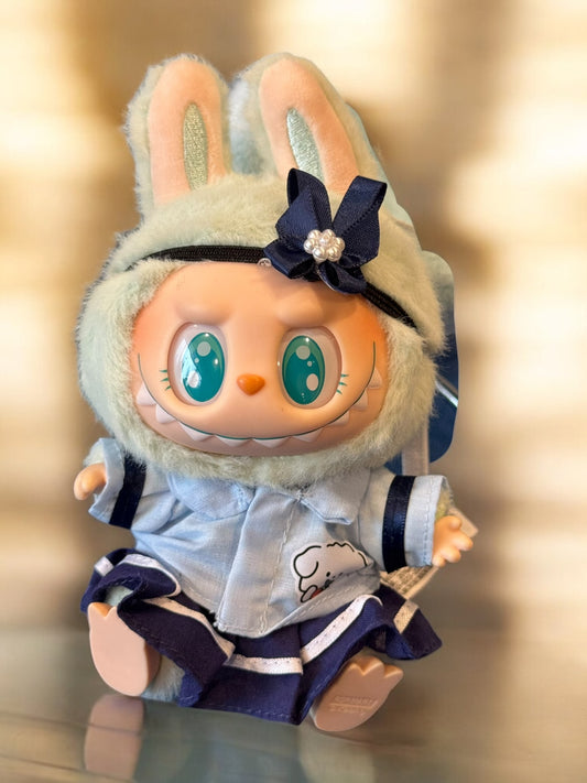 Doll Clothes fits Labu  #012 School Uniform with Shirt and Skirt and Headband