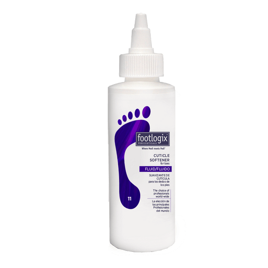 Footlogix cuticle softener bottle on a white background