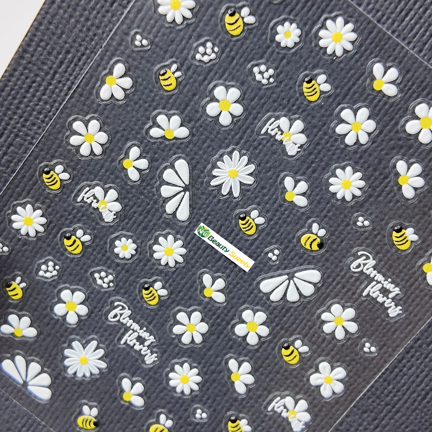 Bumble Bee and Flowers Sticker Decal
