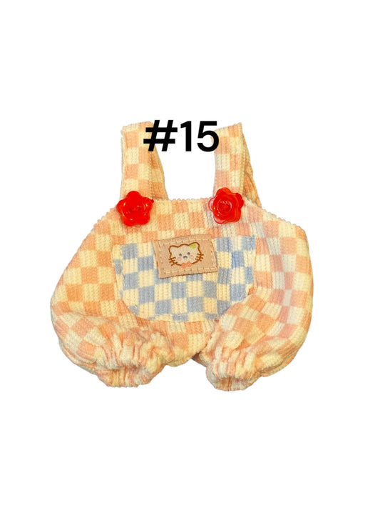 Doll Clothes fits Labu  #015 Pink Checkered Overalls