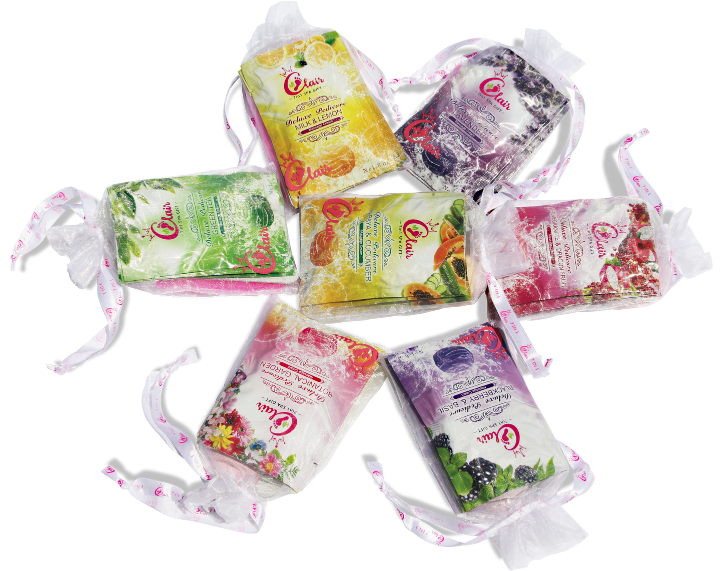 Assorted scent bags of pedicure kits