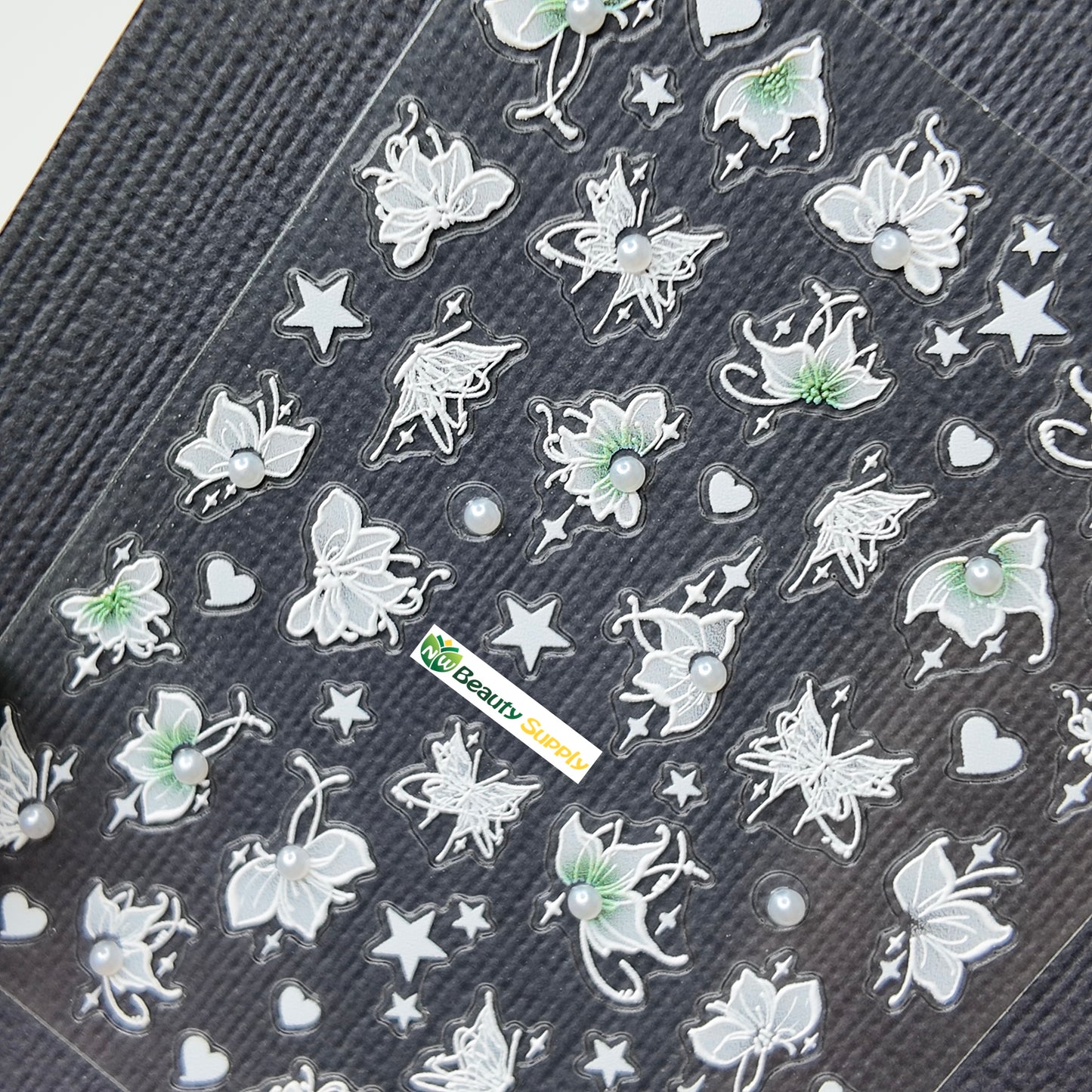 White and Green Butterfly Sticker Decal