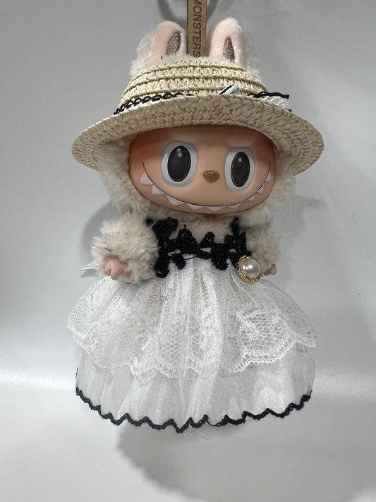 Doll Clothes fits Labu  #092 White Dress w Dragon Wings and Hat