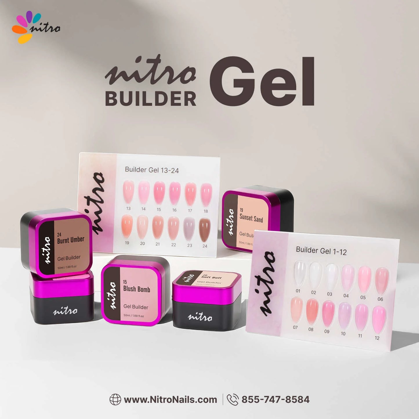 NITRO Builder Gel in a Jar - 24 Color Set