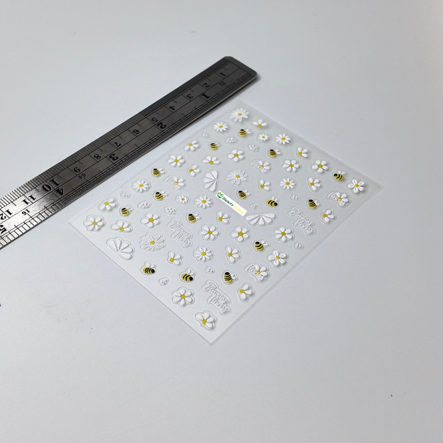 Bumble Bee and Flowers Sticker Decal