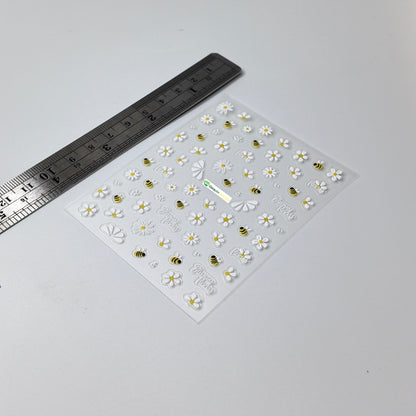 Bumble Bee and Flowers Sticker Decal