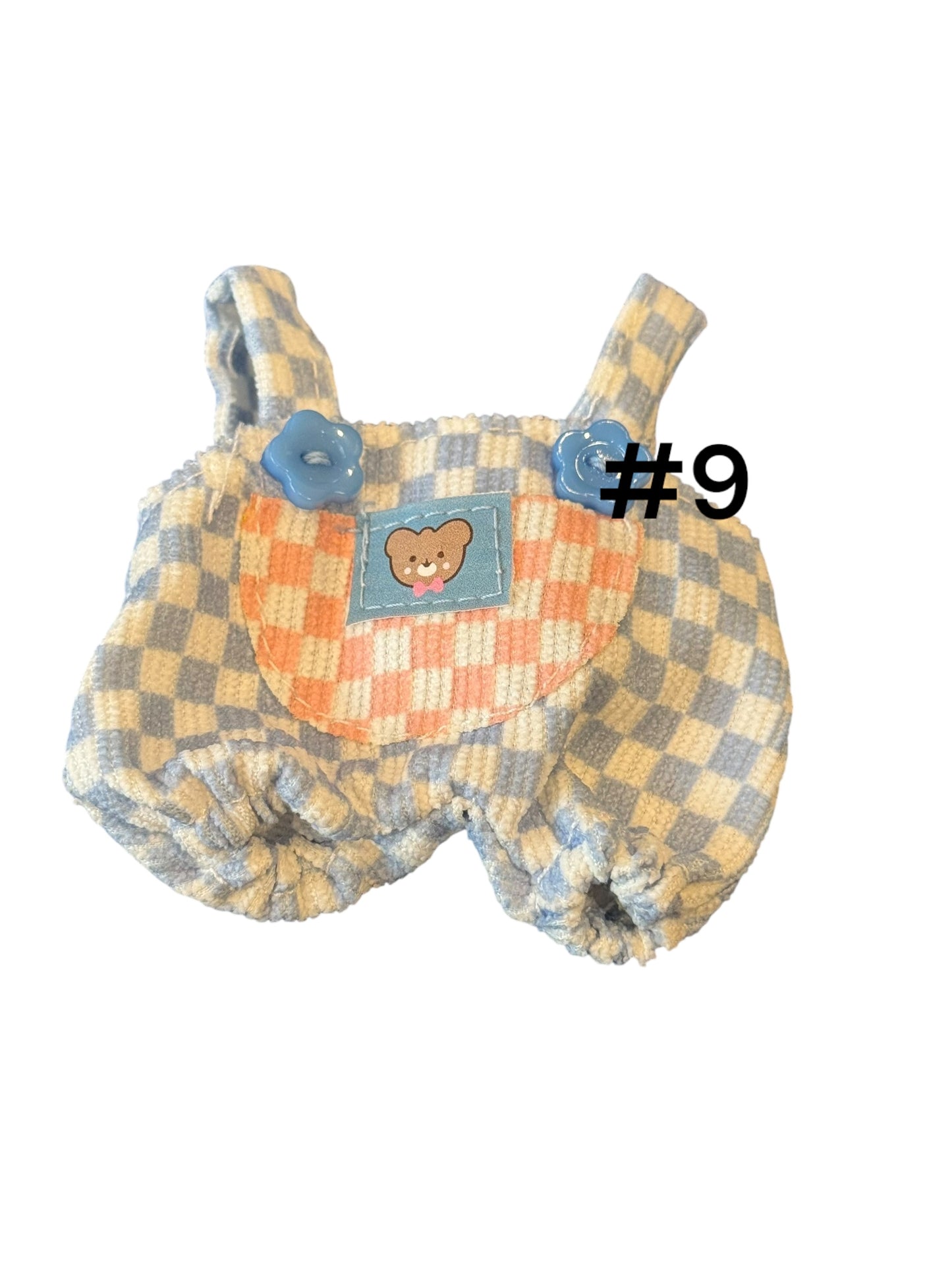 Doll Clothes fits Labu  #009 Blue Checkered Overalls