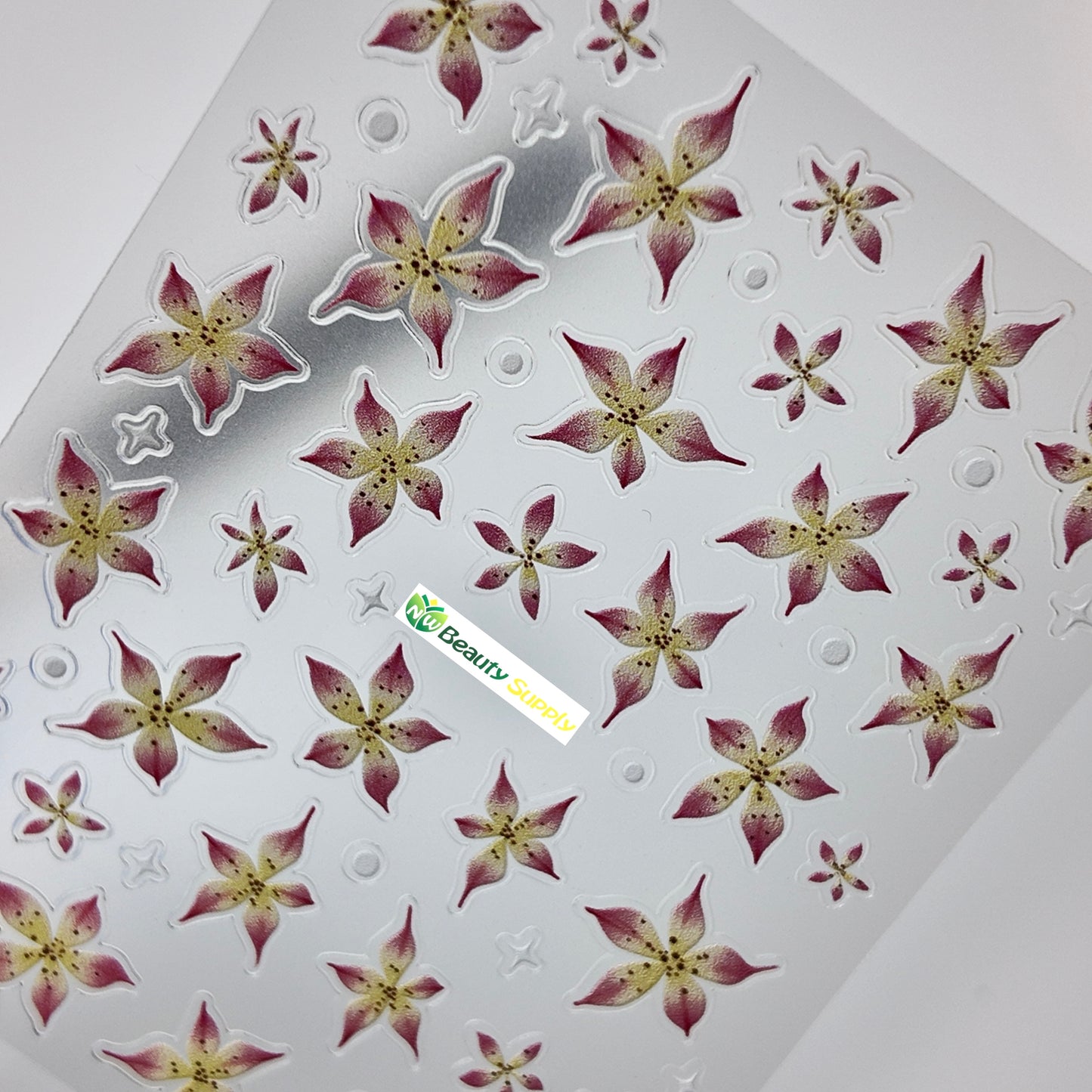Pink and Yellow Pointy Flower Sticker Decal