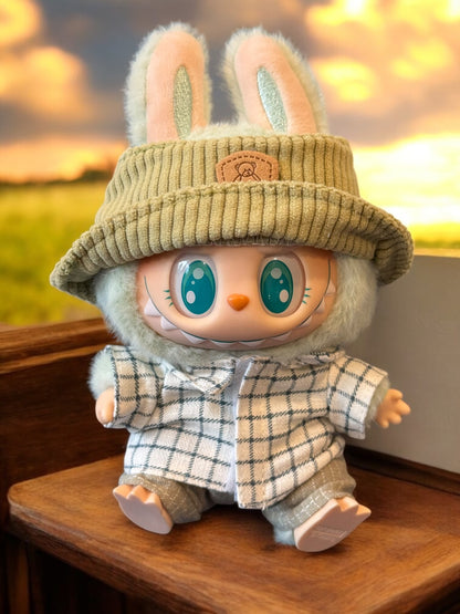 Doll Clothes fits Labu  #007 Button-up Shirt with Shorts and Hat
