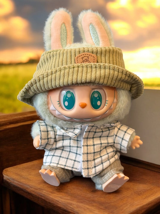 Doll Clothes fits Labu  #007 Button-up Shirt with Shorts and Hat