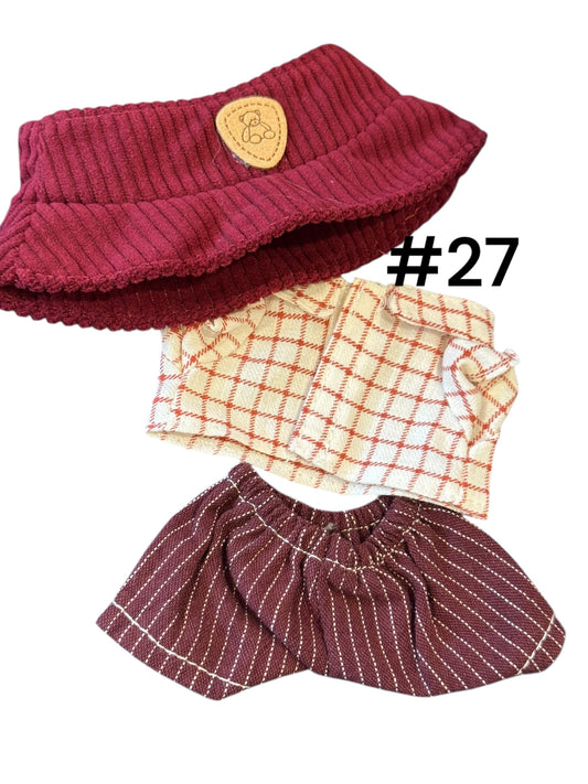 Doll Clothes fits Labu  #027 Maroon Outfit with Hat