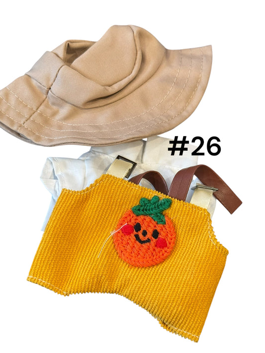 Doll Clothes fits Labu  #026 Orange Overalls with Hat