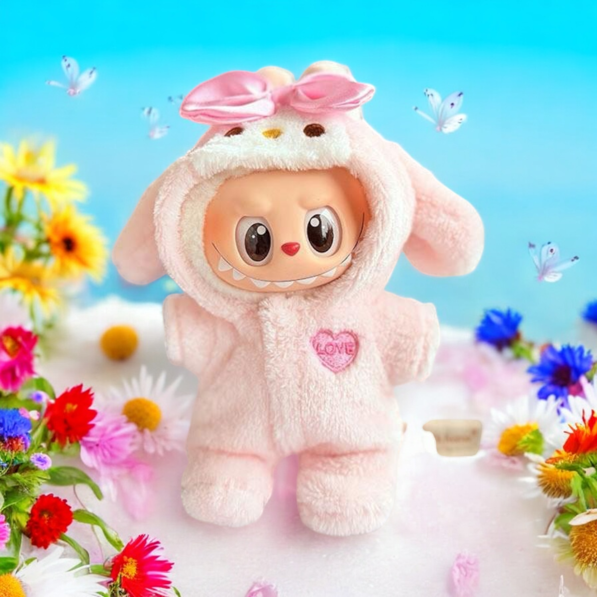 Doll Clothes fits Labu  #072 Pink Bunny Onsies